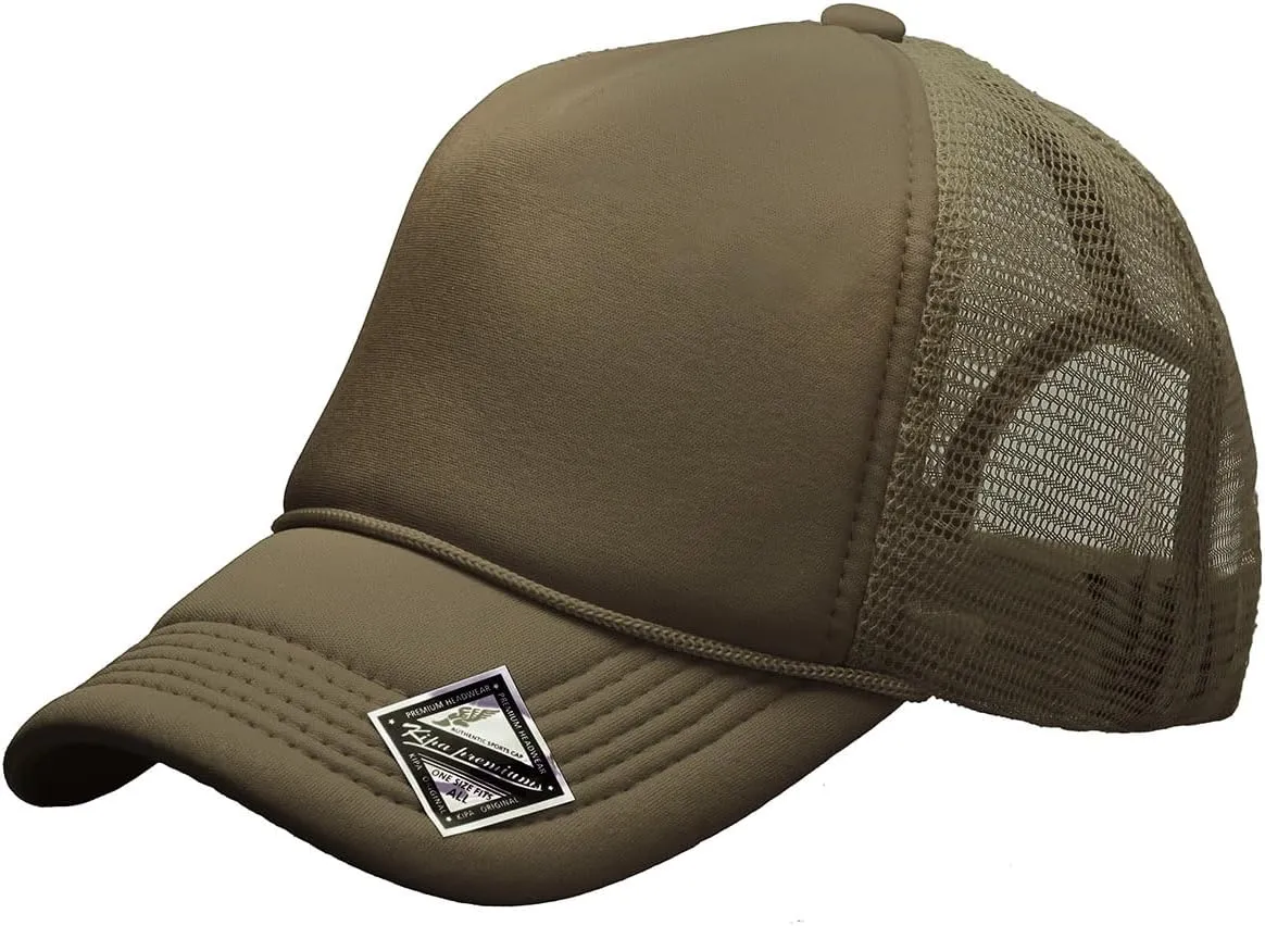 PLAIN GEAR Foam(Sponge) Front Mesh Back 5 Panel Trucker Hat, Adjustable, Light Weight Snapback Cap Solid/Two Tone