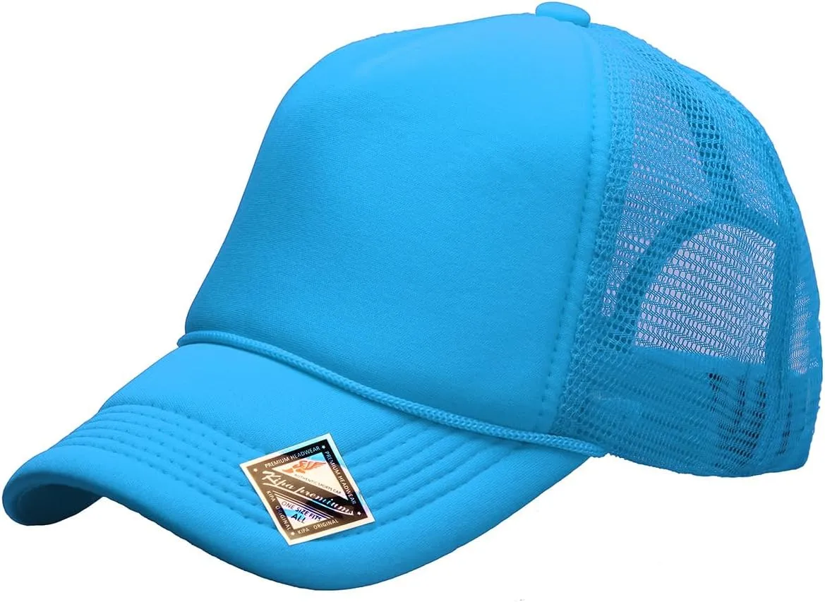 PLAIN GEAR Foam(Sponge) Front Mesh Back 5 Panel Trucker Hat, Adjustable, Light Weight Snapback Cap Solid/Two Tone