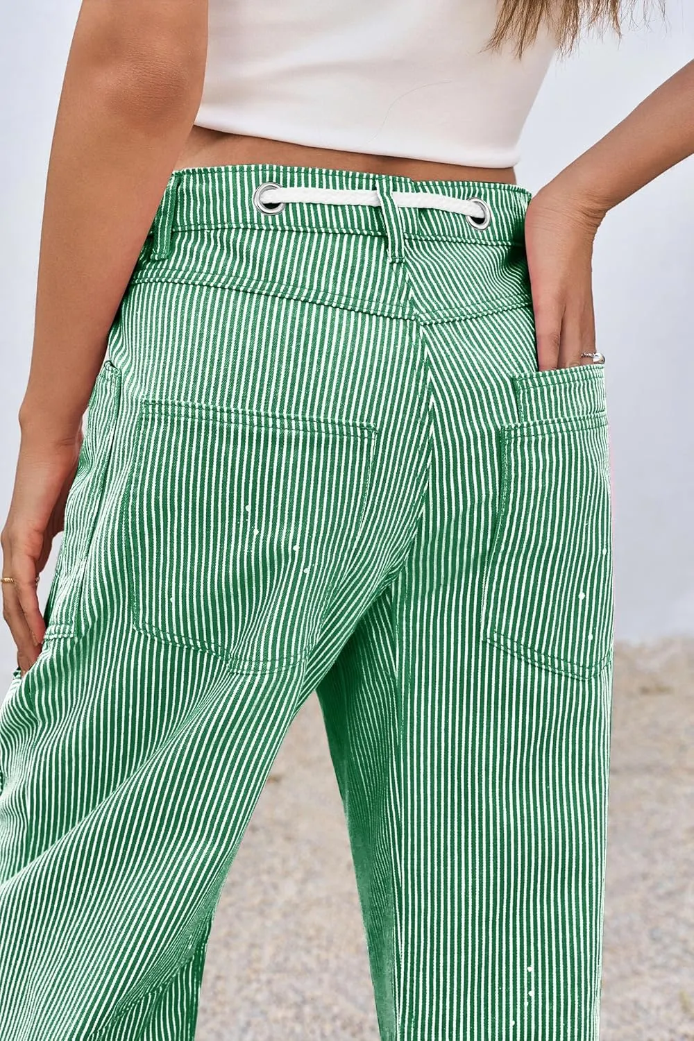 PLNOTME Womens Baggy Barrel Horseshoe Jeans Wide Leg Patchwork Low Rise Denim Pants with Pockets