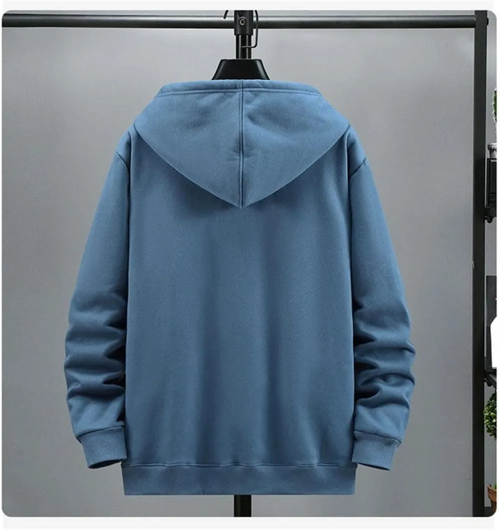 Plus Size Hoodie Men Autumn Winter Fleece Hoodies Solid Color Jacket Hoodies Big Size Blue Black Jackets