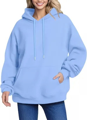Plus Size Hoodies for Women Long Sleeve Oversized Sweatshirt Hoodies Drawstring Comfy Fleece Pullover Hoodie with Pocket
