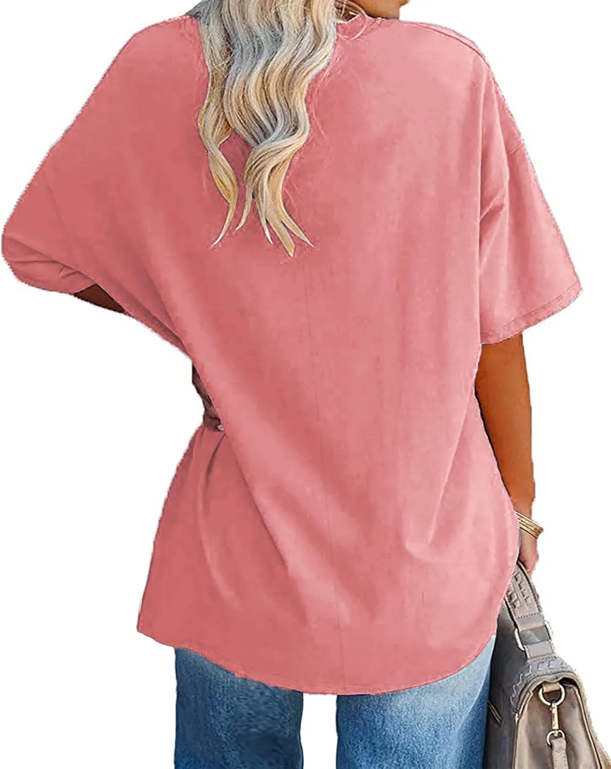 Plus Size Oversized T Shirts Women Drop Shoulder Half Sleeve Tshirt Tee Casual Summer Tunic Tops
