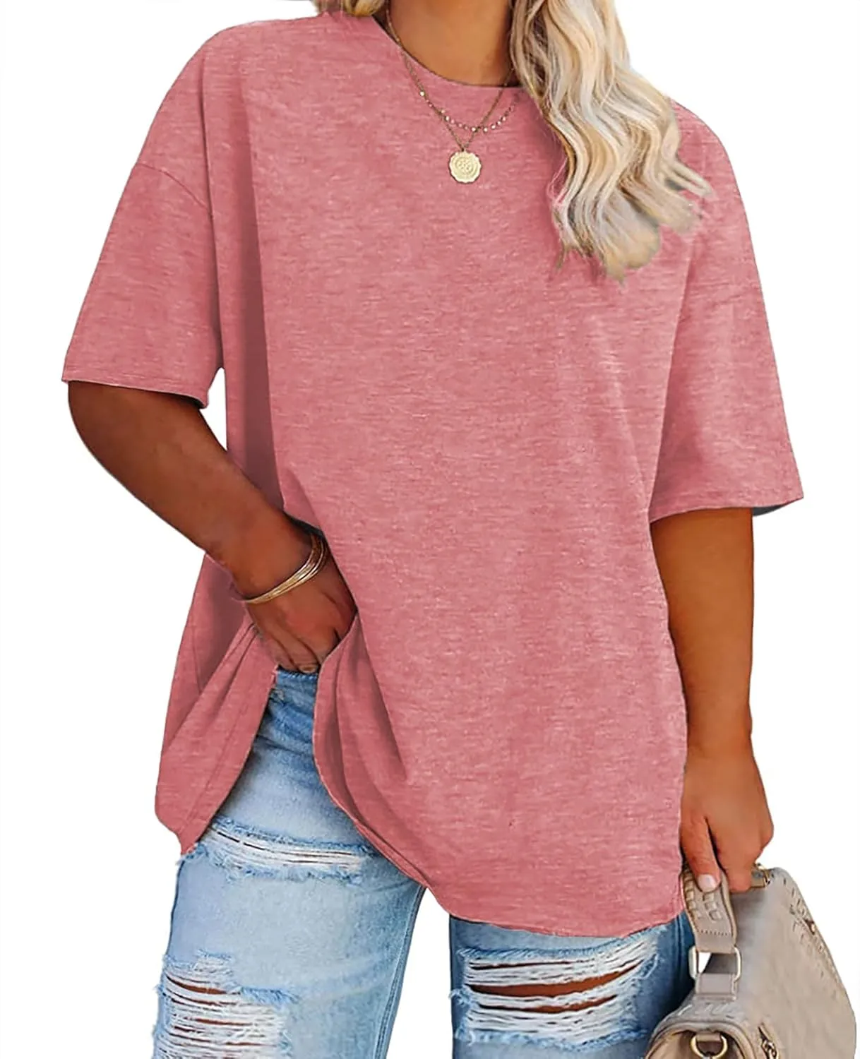 Plus Size Oversized T Shirts Women Drop Shoulder Half Sleeve Tshirt Tee Casual Summer Tunic Tops