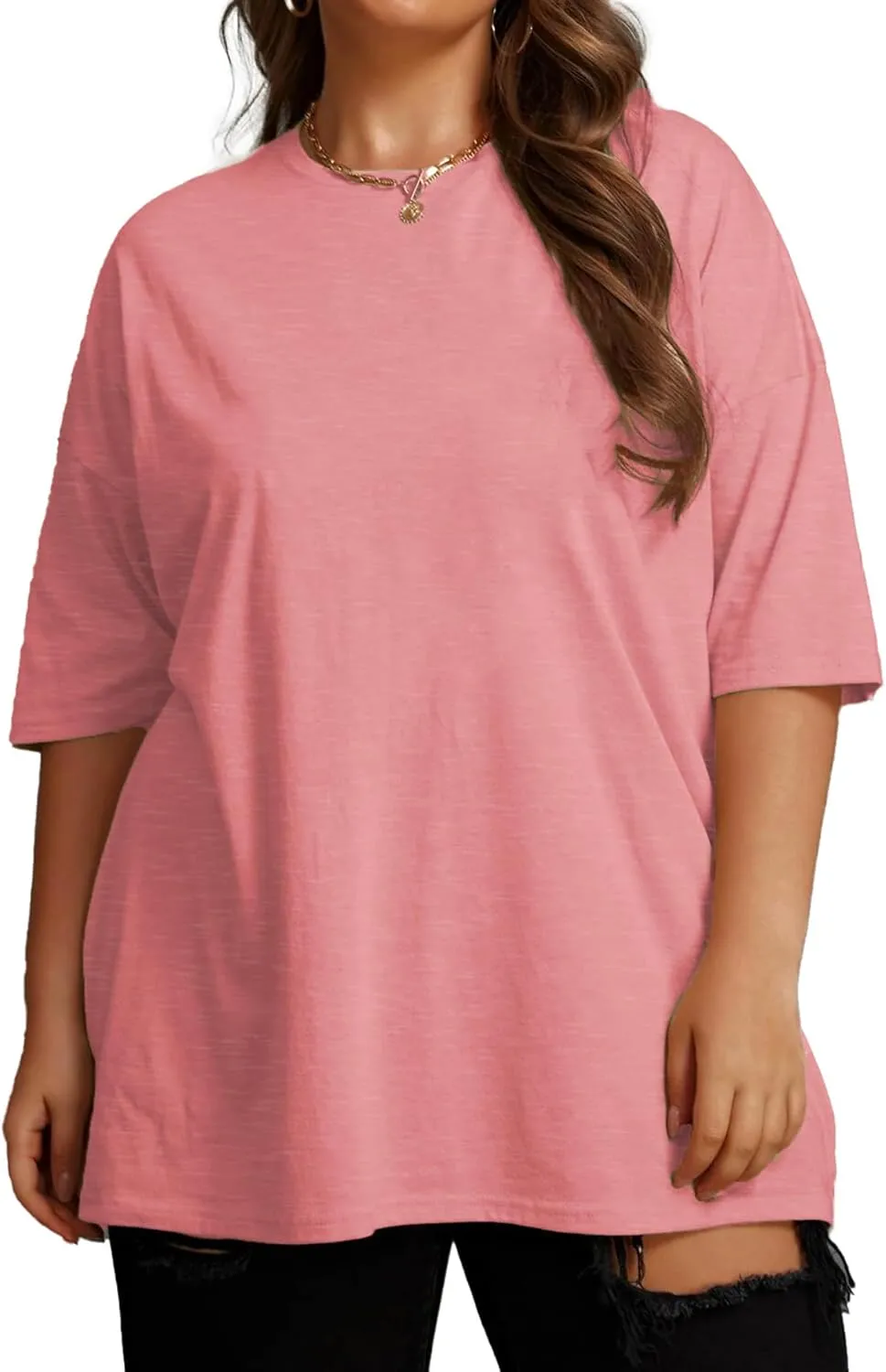 Plus Size Oversized T Shirts Women Drop Shoulder Half Sleeve Tshirt Tee Casual Summer Tunic Tops