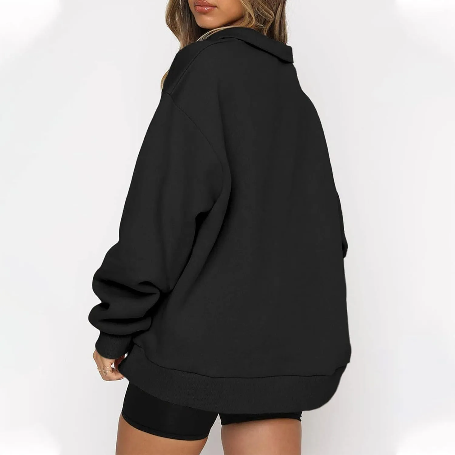 Quarter Zip Pullover Women Loose Fit Fleece Oversized Sweatshirt Comfy Half Zip Lightweight Sweatshirts Fall Clothes