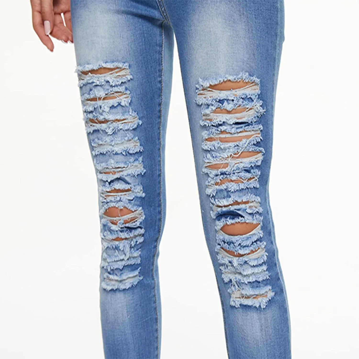 Ripped Jeans Womens Bell Bottom Jeans for Women High Rise Flare Pants Destroyed Distressed Skinny Retro Denim