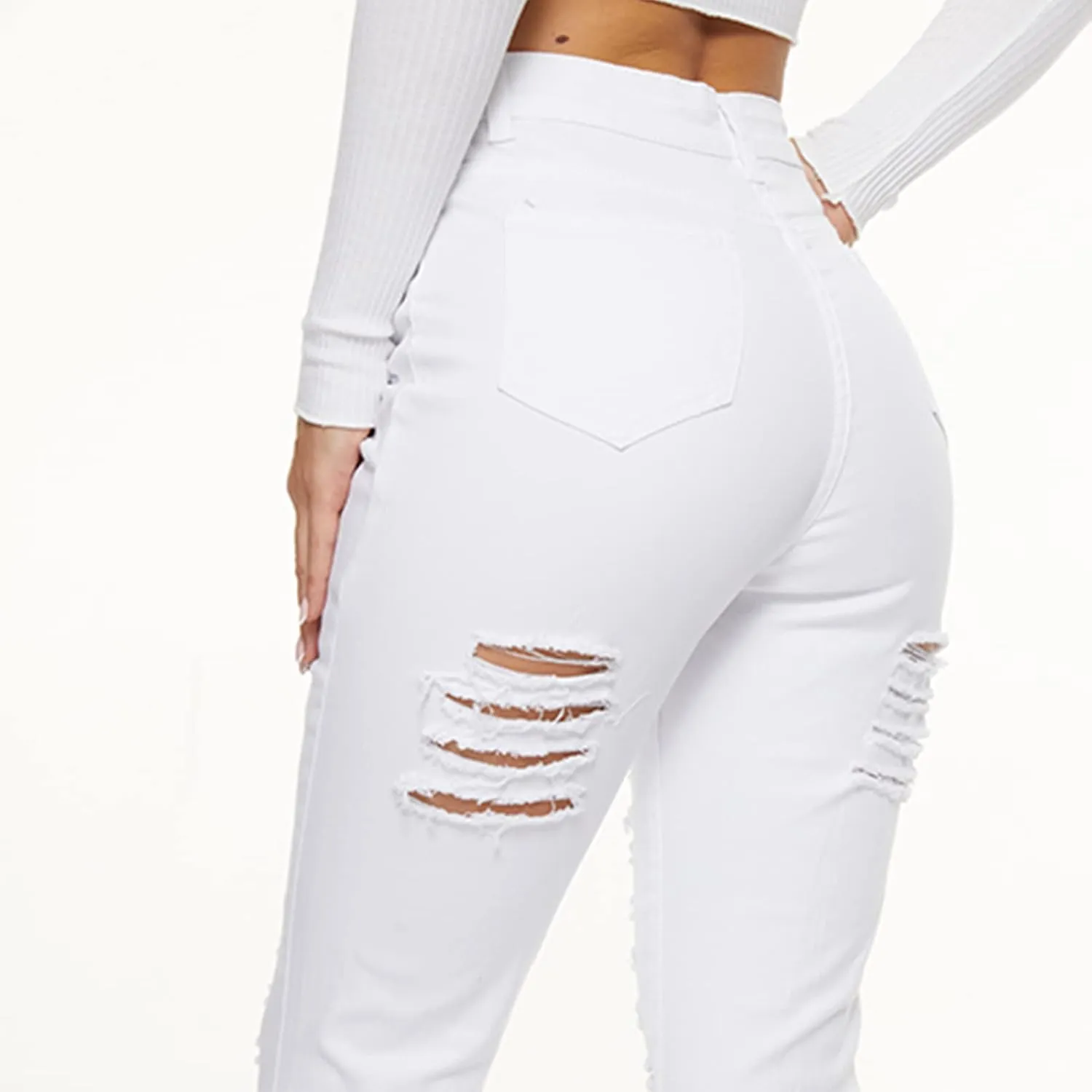 Ripped Jeans Womens Bell Bottom Jeans for Women High Rise Flare Pants Destroyed Distressed Skinny Retro Denim