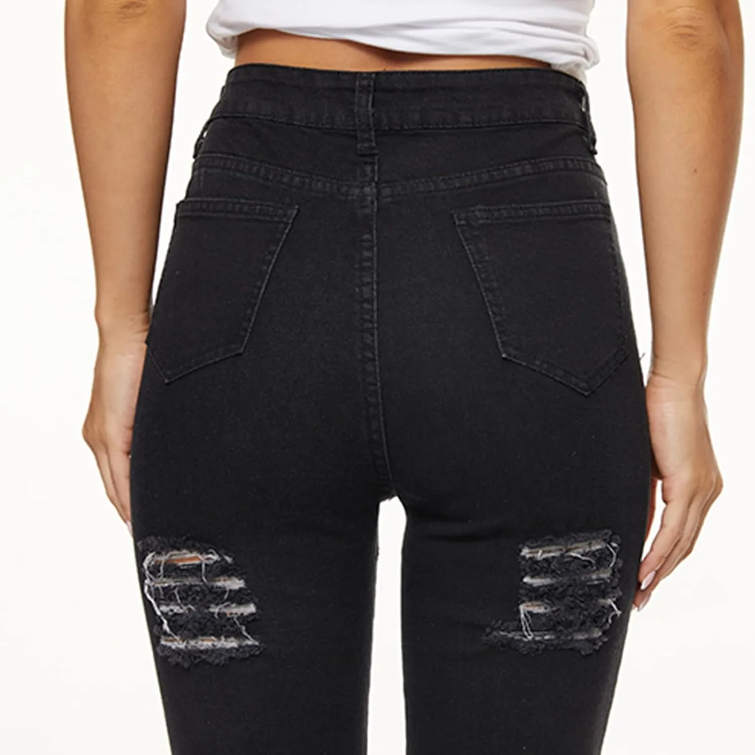 Ripped Jeans Womens Bell Bottom Jeans for Women High Rise Flare Pants Destroyed Distressed Skinny Retro Denim