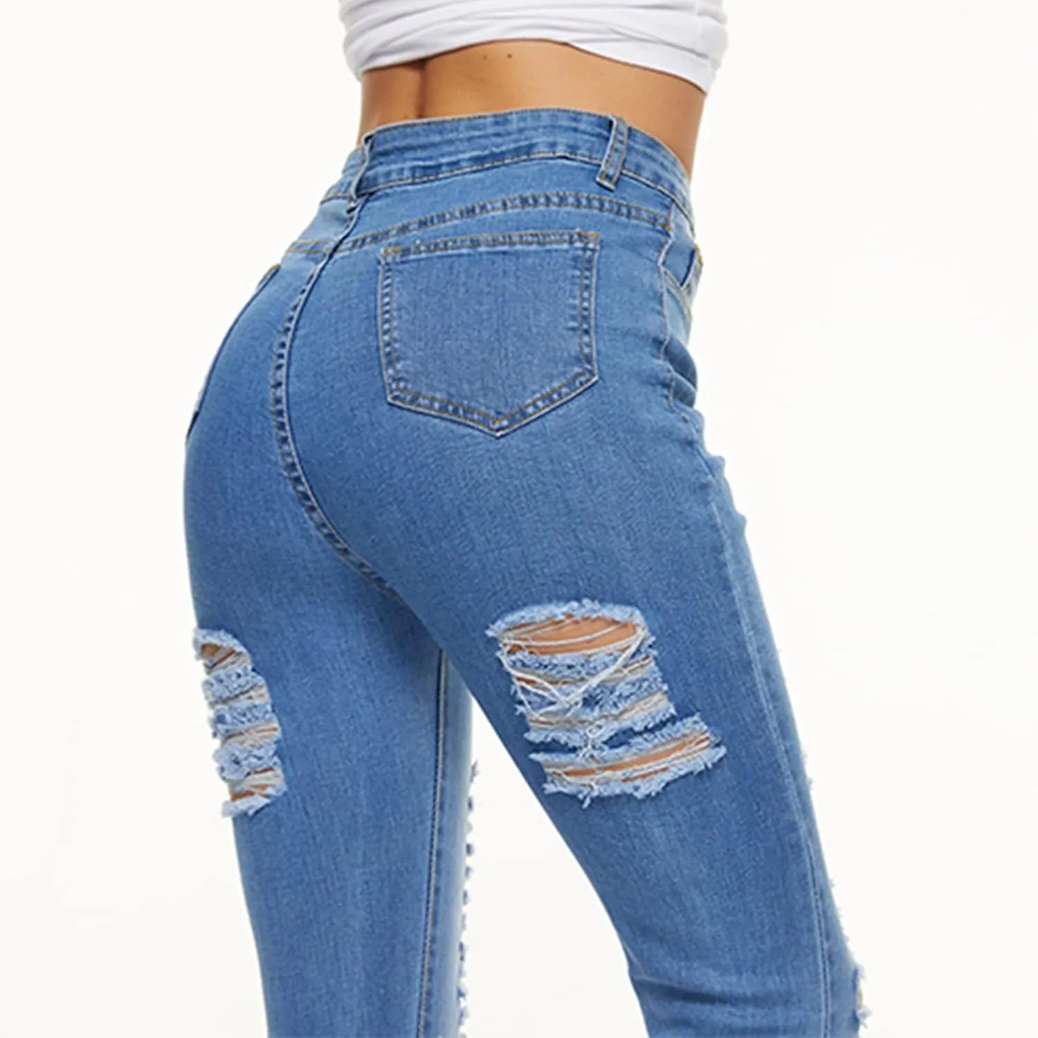 Ripped Jeans Womens Bell Bottom Jeans for Women High Rise Flare Pants Destroyed Distressed Skinny Retro Denim