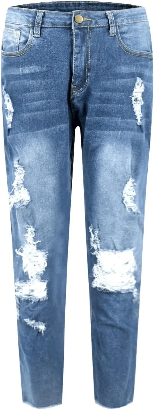 Ripped Jeans Womens Fall Fashion 2024 Trendy Winter Skinny Jeans High Waisted Tummy Control Jeggings Denim Leggings