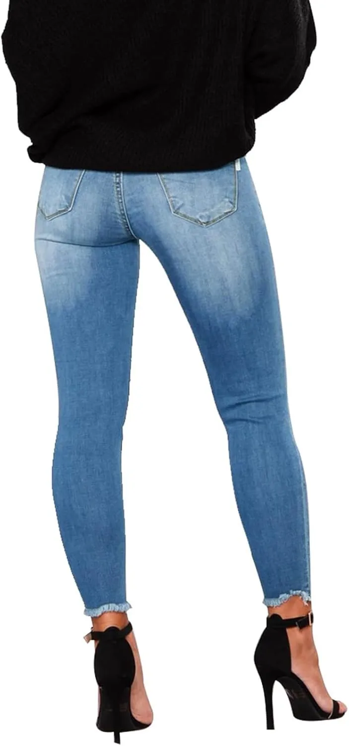 Ripped Jeans Womens Fall Fashion 2024 Trendy Winter Skinny Jeans High Waisted Tummy Control Jeggings Denim Leggings