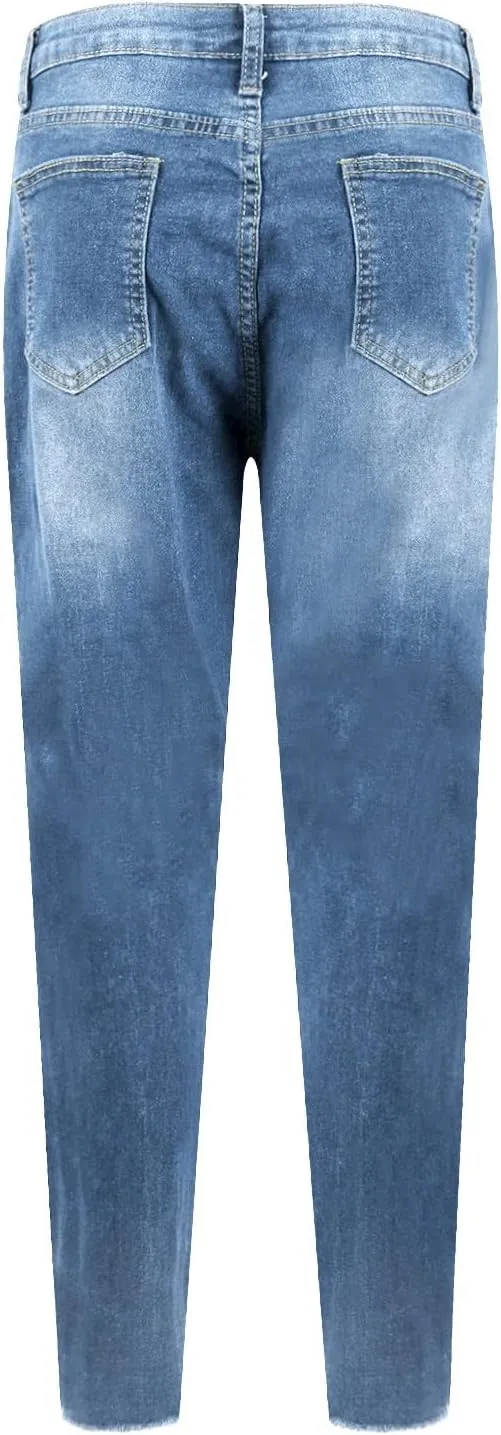 Ripped Jeans Womens Fall Fashion 2024 Trendy Winter Skinny Jeans High Waisted Tummy Control Jeggings Denim Leggings