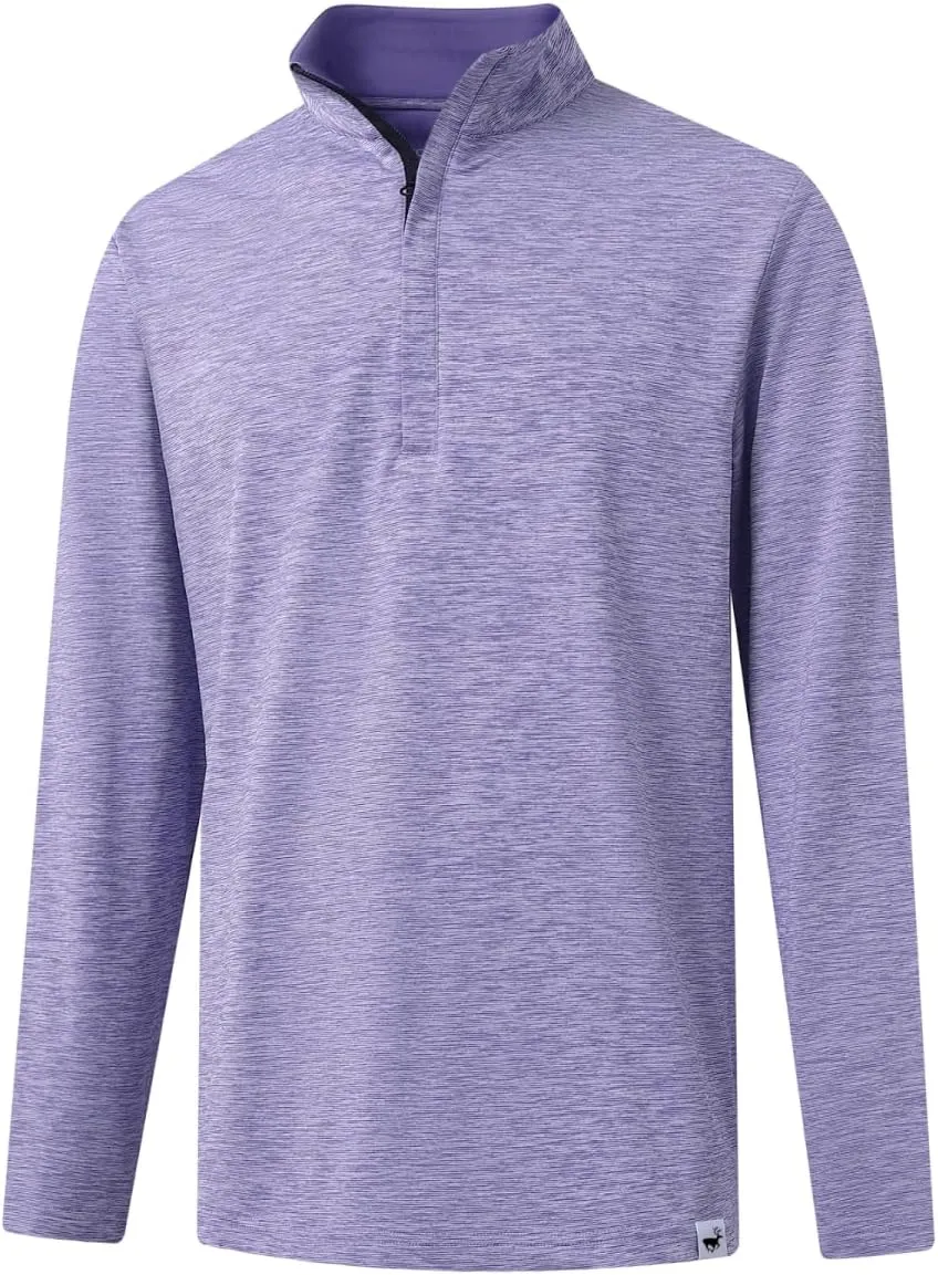 Rouen Quarter Zip Pullover Men Performance Dry Fit Mock Neck Brushed Casual Sports Golf Mens 1/4 Zip Pullover Sweatshirts