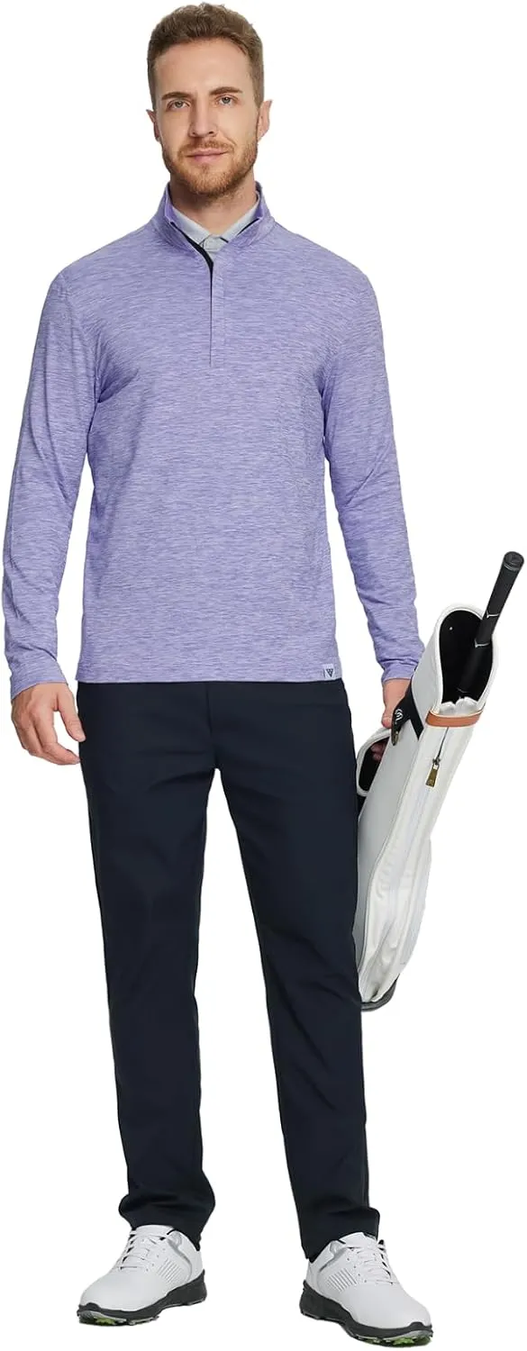 Rouen Quarter Zip Pullover Men Performance Dry Fit Mock Neck Brushed Casual Sports Golf Mens 1/4 Zip Pullover Sweatshirts