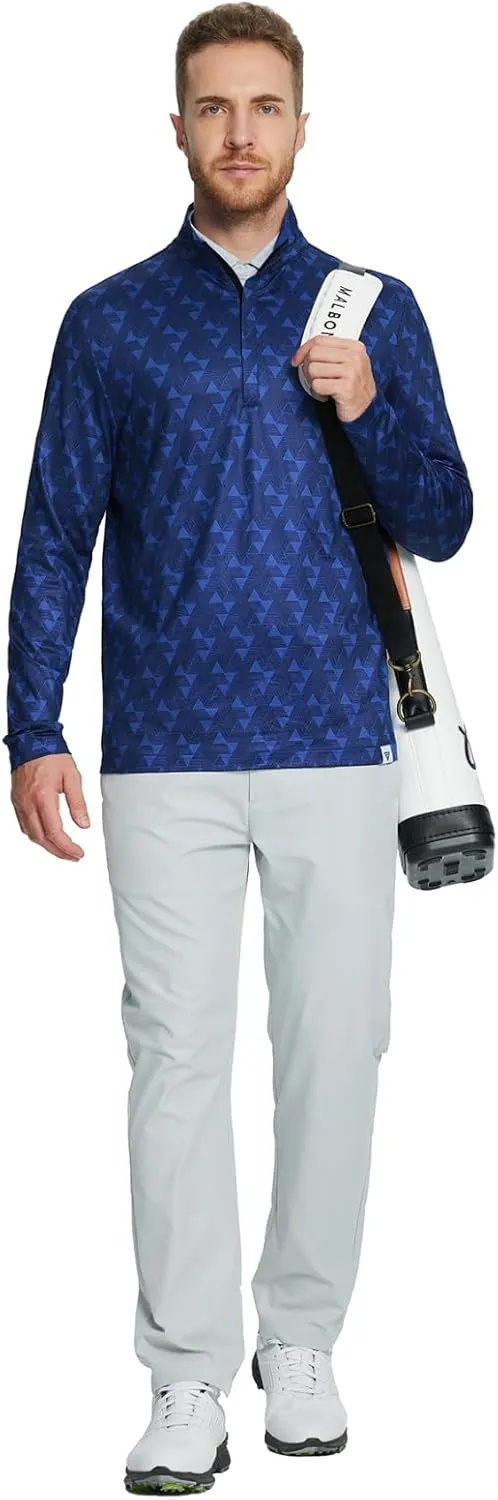 Rouen Quarter Zip Pullover Men Performance Dry Fit Mock Neck Brushed Casual Sports Golf Mens 1/4 Zip Pullover Sweatshirts