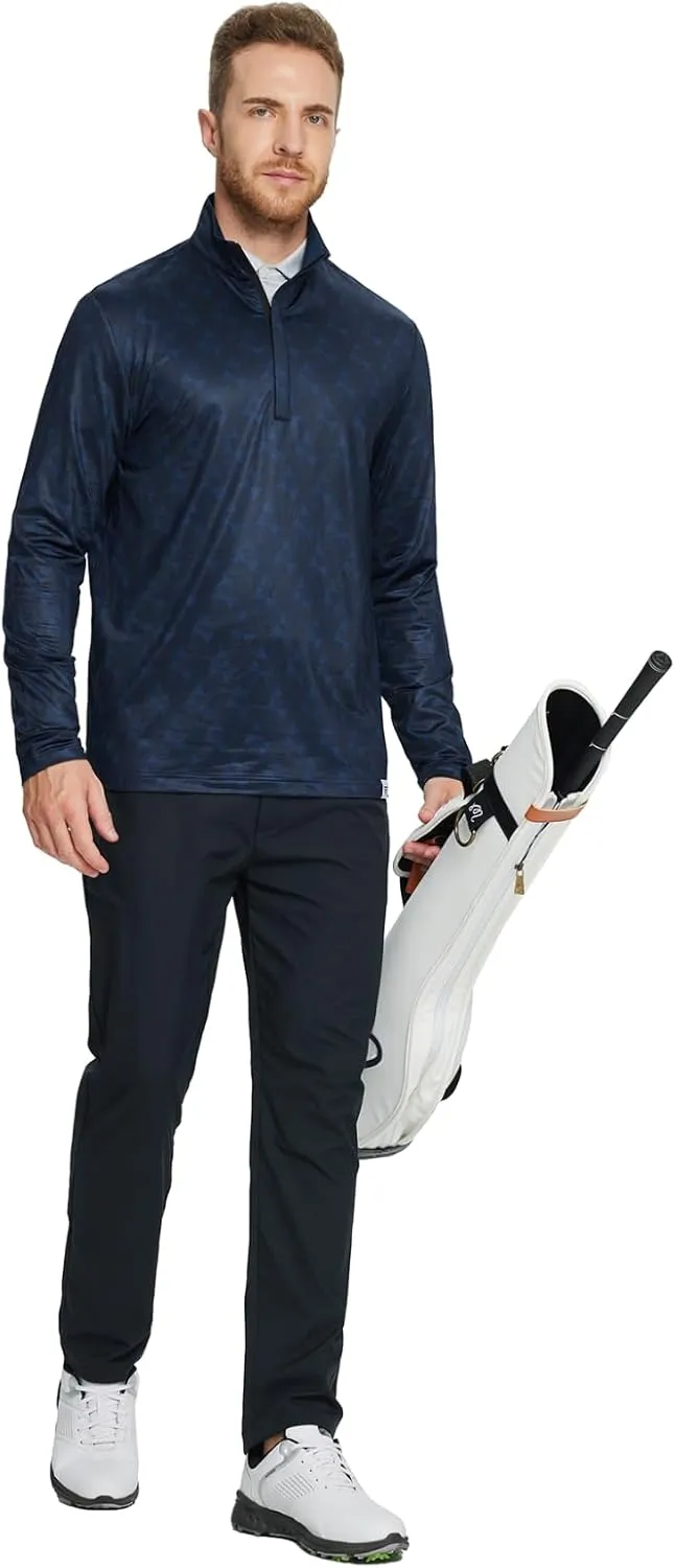 Rouen Quarter Zip Pullover Men Performance Dry Fit Mock Neck Brushed Casual Sports Golf Mens 1/4 Zip Pullover Sweatshirts
