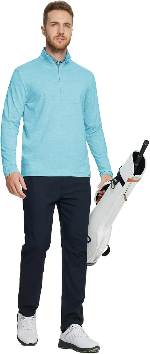 Rouen Quarter Zip Pullover Men Performance Dry Fit Mock Neck Brushed Casual Sports Golf Mens 1/4 Zip Pullover Sweatshirts