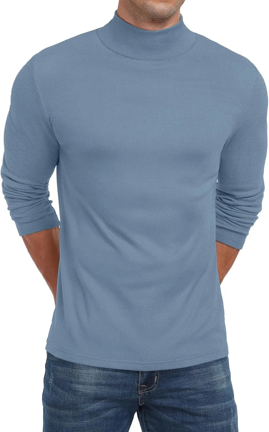 Sailwind Men's Mock Turtleneck Long Sleeve T Shirts Basic Slim Fit Pullover Sweater Thermal Lightweight Tees