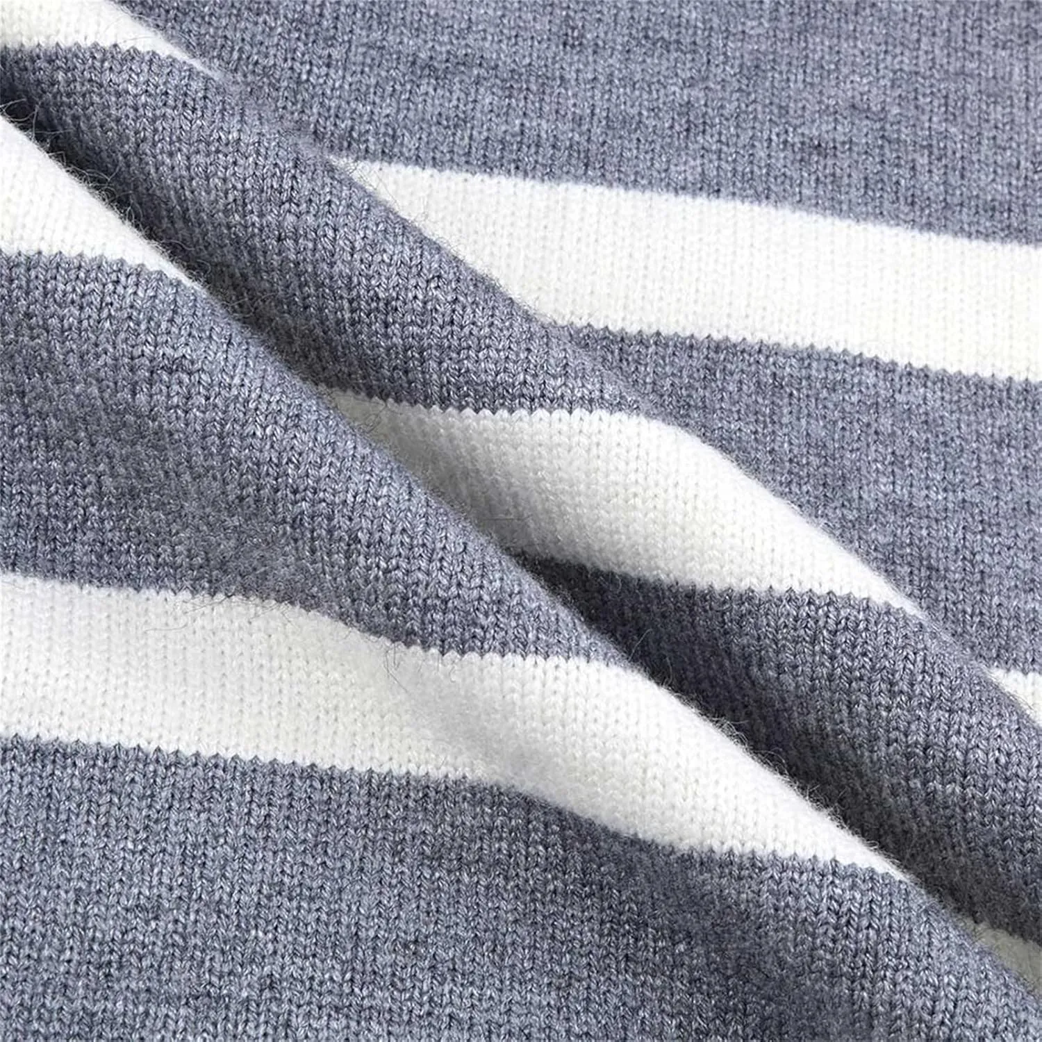 SHAOBGE Chunky Button Sweaters for Women Women'S Color-Blocking Striped Turtleneck Sweater Long Sleeve Knit Long Thick