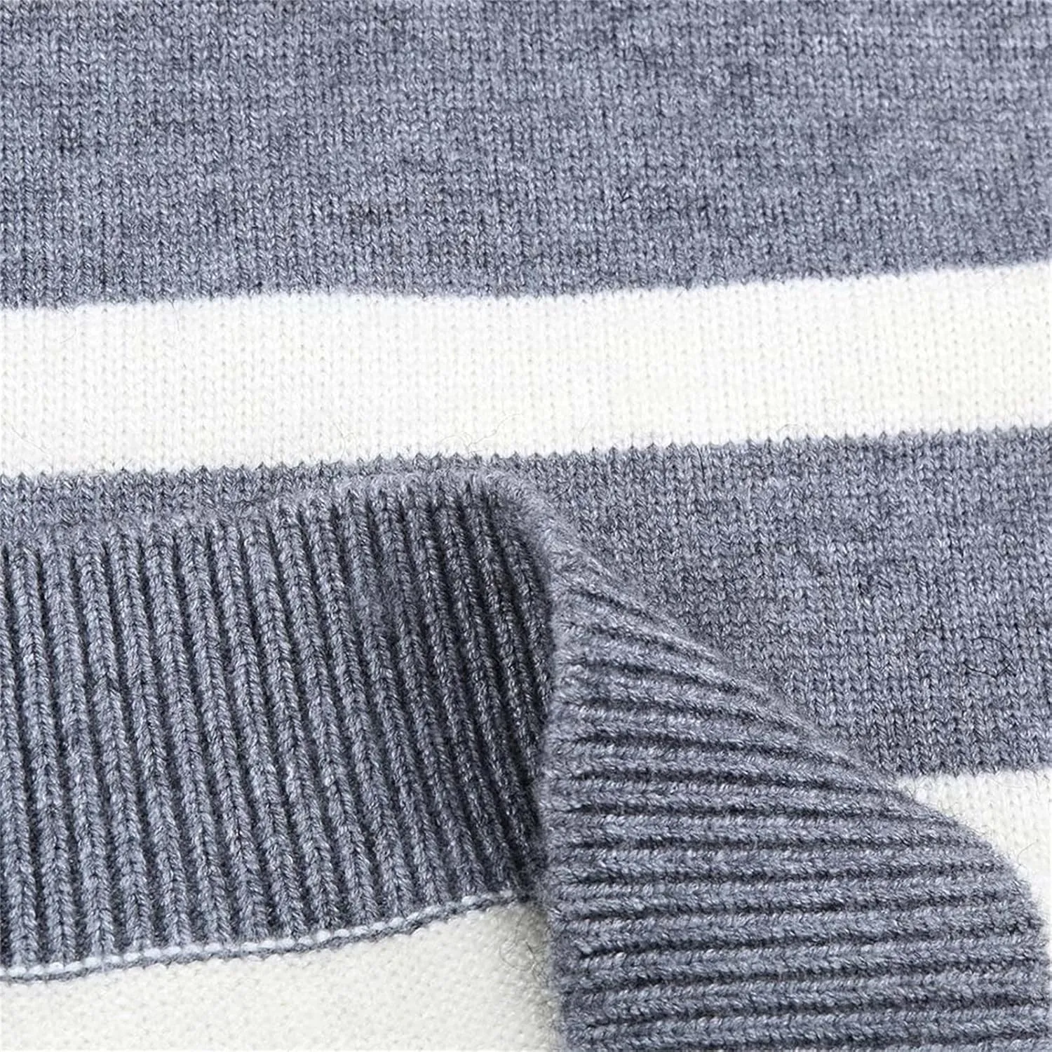 SHAOBGE Chunky Button Sweaters for Women Women'S Color-Blocking Striped Turtleneck Sweater Long Sleeve Knit Long Thick