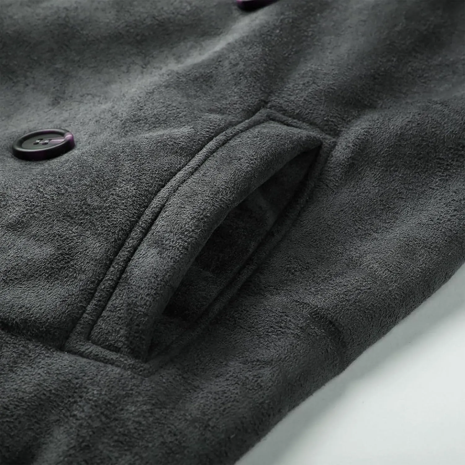 Sherpa Lined Jacket Men Sheepskin Fleece Coat Fur Collar Long Trench Coats Double Breasted Peacoat Warm Winter Overcoat
