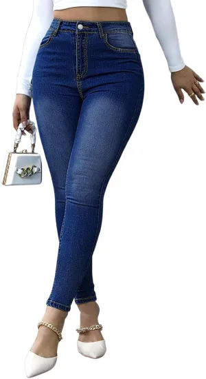 Skinny Jeans for Women Stretchy Curvy High Waisted Butt Lifting Jeans Pull On Denim Jeggings with Pockets