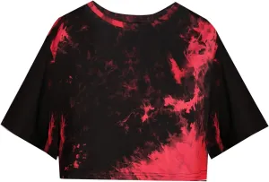 SOFIA'S CHOICE Tie Dye Crop Tops for Women Loose Fit Summer Short Sleeve T Shirt Boxy Cropped Tees