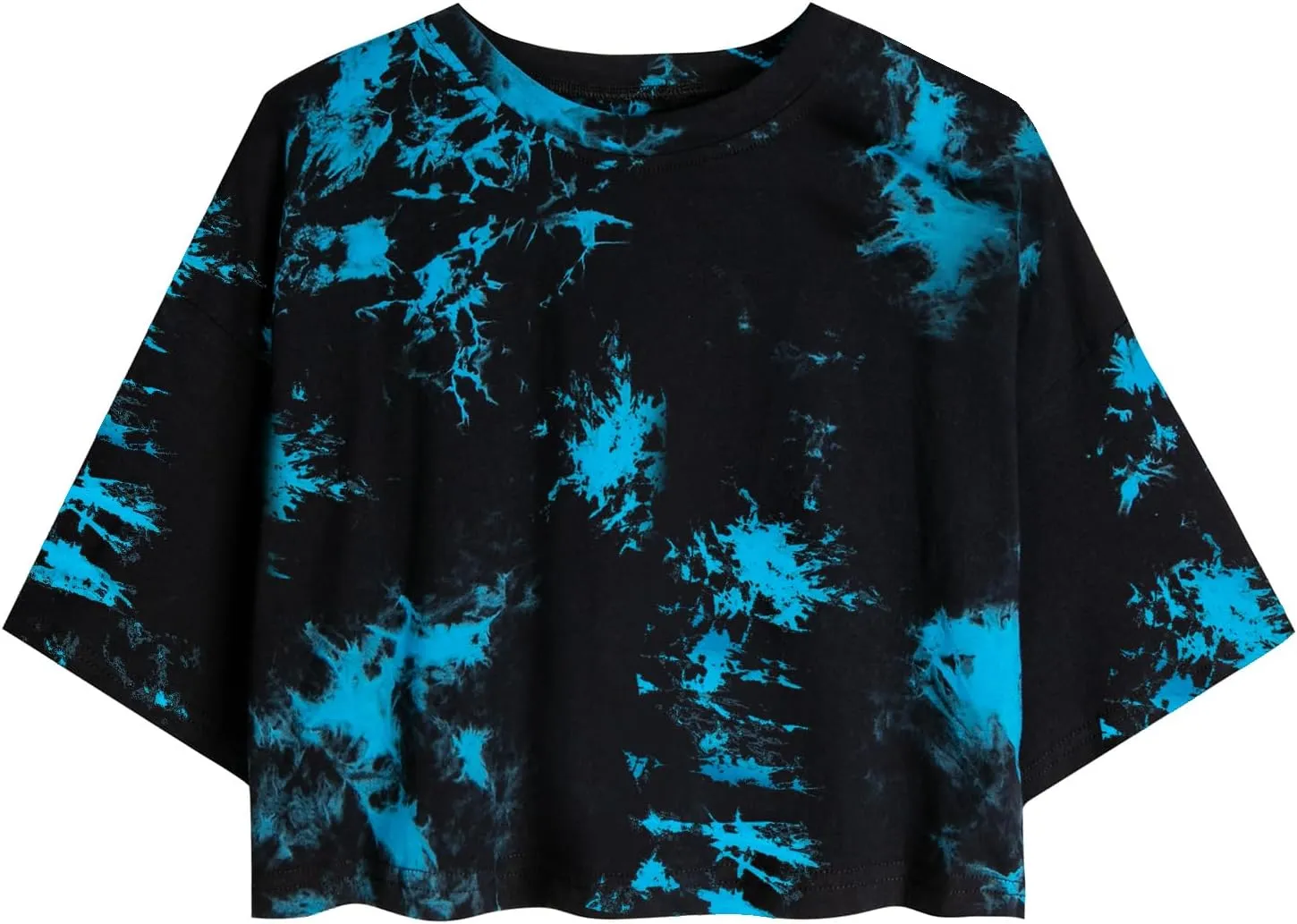 SOFIA'S CHOICE Tie Dye Crop Tops for Women Loose Fit Summer Short Sleeve T Shirt Boxy Cropped Tees