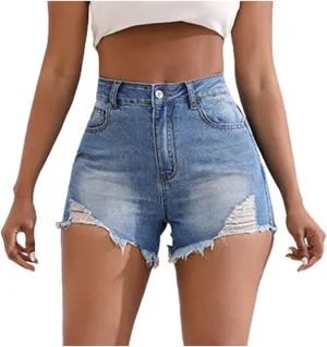 Summer Women's Beach Shorts Low Rise Vintage Solid Color Sexy Short Jeans Shorts for Women Fitness