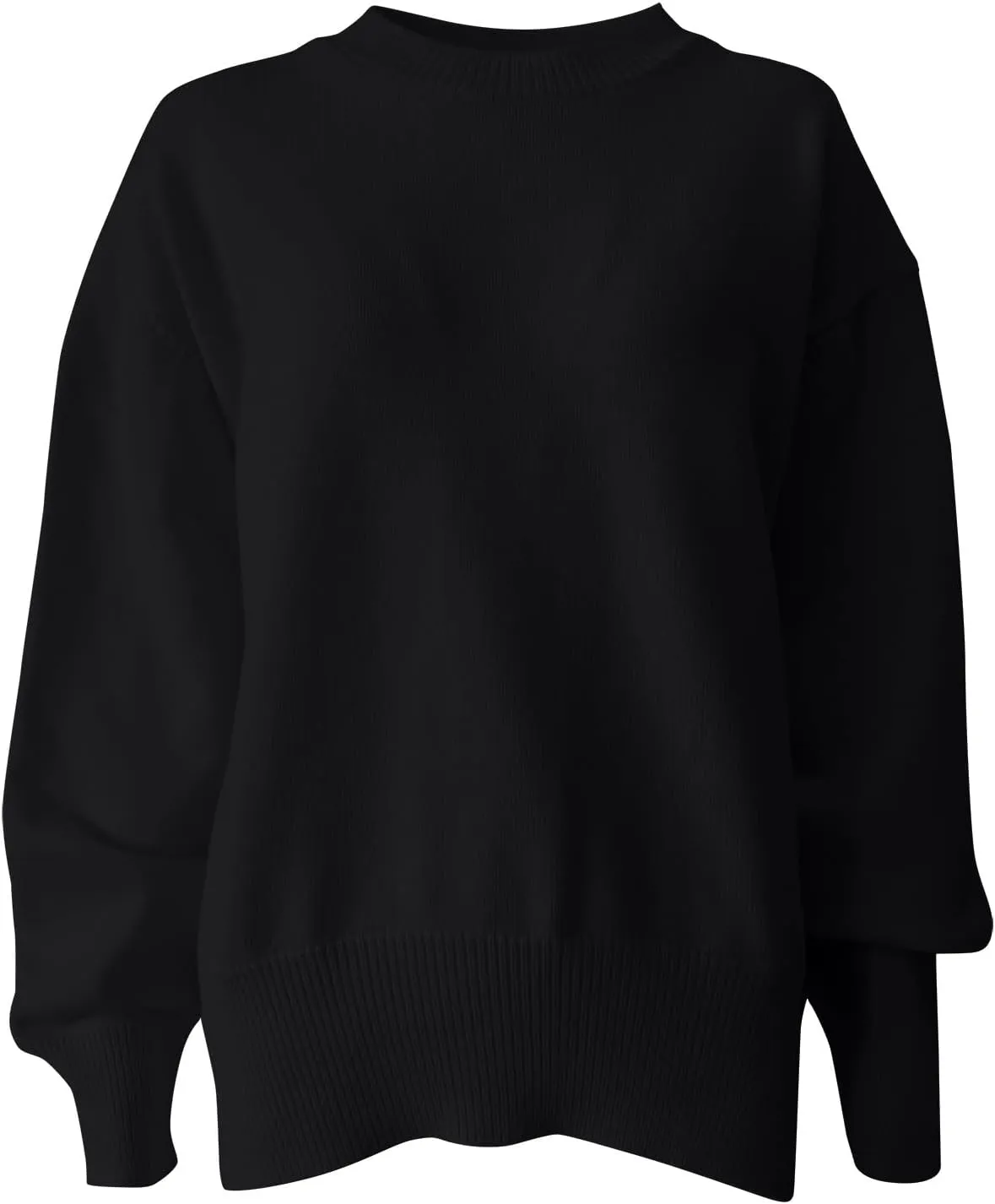Sweaters for Women Loose Round Neck Long Sleeve Knit Solid Color Casual Sweater