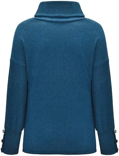 Sweaters for Women Sleeve Knitted Tops Pullover Turtleneck Sweater Long Sweater Fall Sweaters Round Neck Loose