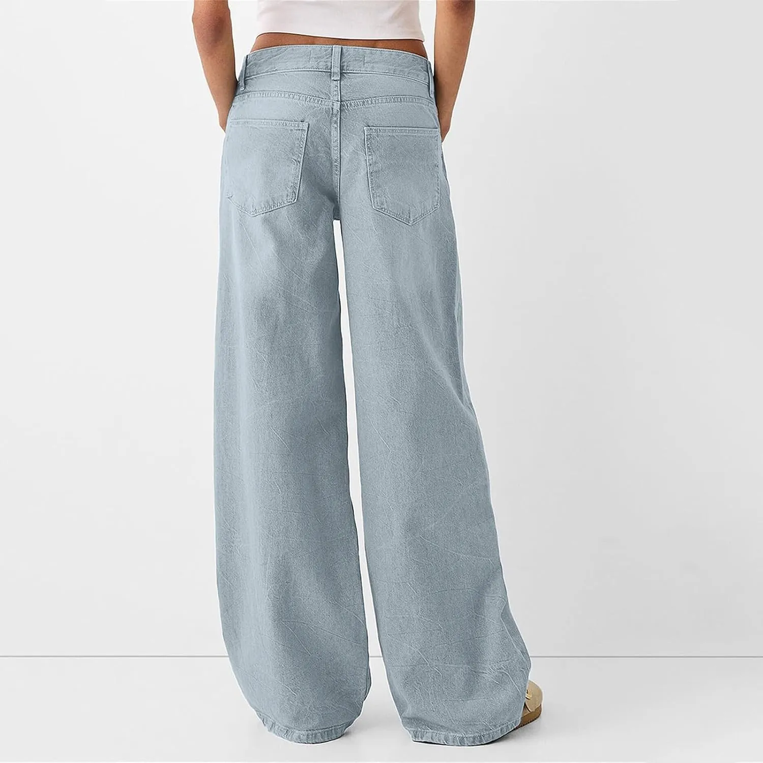 Sweatpant Jeans Women Low Rise Baggy Denim Pants with Pockets Loose Casual Vintage Boyfriend Wide Leg Barrel Jeans