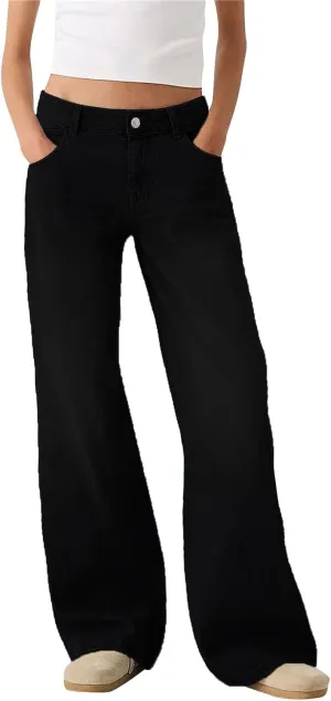 Sweatpant Jeans Women Low Rise Baggy Denim Pants with Pockets Loose Casual Vintage Boyfriend Wide Leg Barrel Jeans