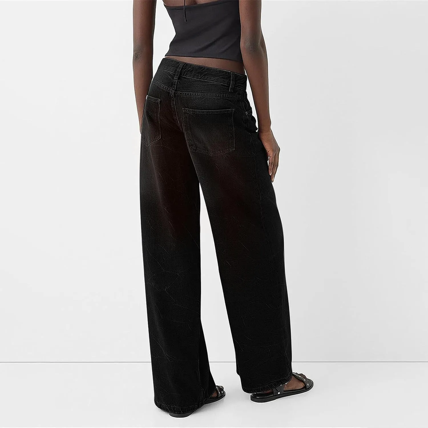 Sweatpant Jeans Women Low Rise Baggy Denim Pants with Pockets Loose Casual Vintage Boyfriend Wide Leg Barrel Jeans