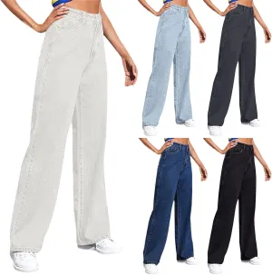 Sweatpants That Look Like Jeans for Women Wide Leg Sweatpants High Waist Baggy Straight Leg Boyfriend Jeans w/Pockets