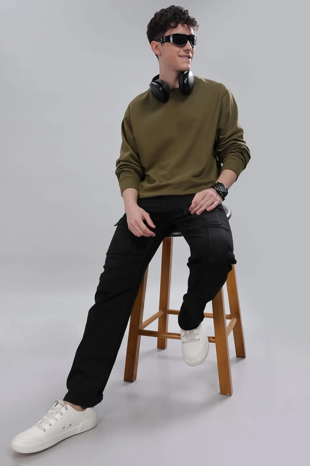 Sweatshirt for Mens 100% Cotton Crewneck Long Sleeve Heavyweight Regular Fit Pullover Warm Plain Top