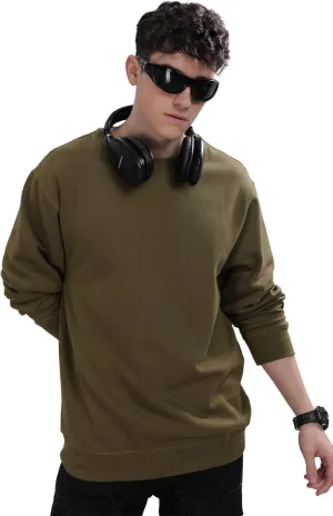 Sweatshirt for Mens 100% Cotton Crewneck Long Sleeve Heavyweight Regular Fit Pullover Warm Plain Top