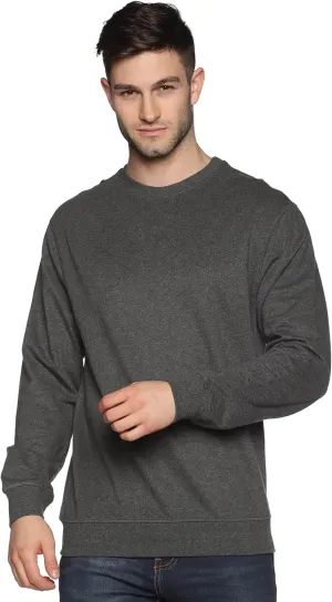 Sweatshirt for Mens 100% Cotton Crewneck Long Sleeve Heavyweight Regular Fit Pullover Warm Plain Top