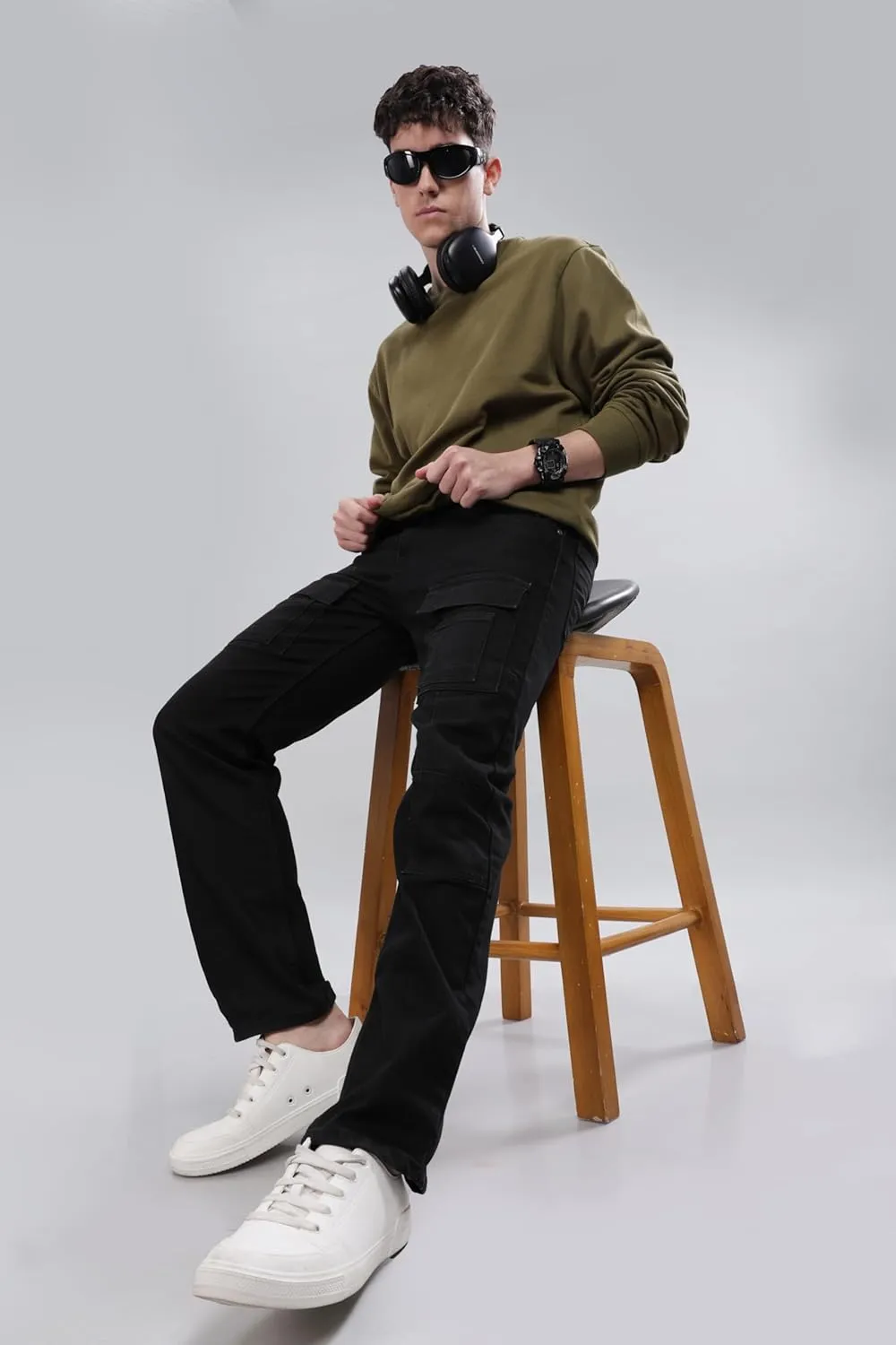 Sweatshirt for Mens 100% Cotton Crewneck Long Sleeve Heavyweight Regular Fit Pullover Warm Plain Top