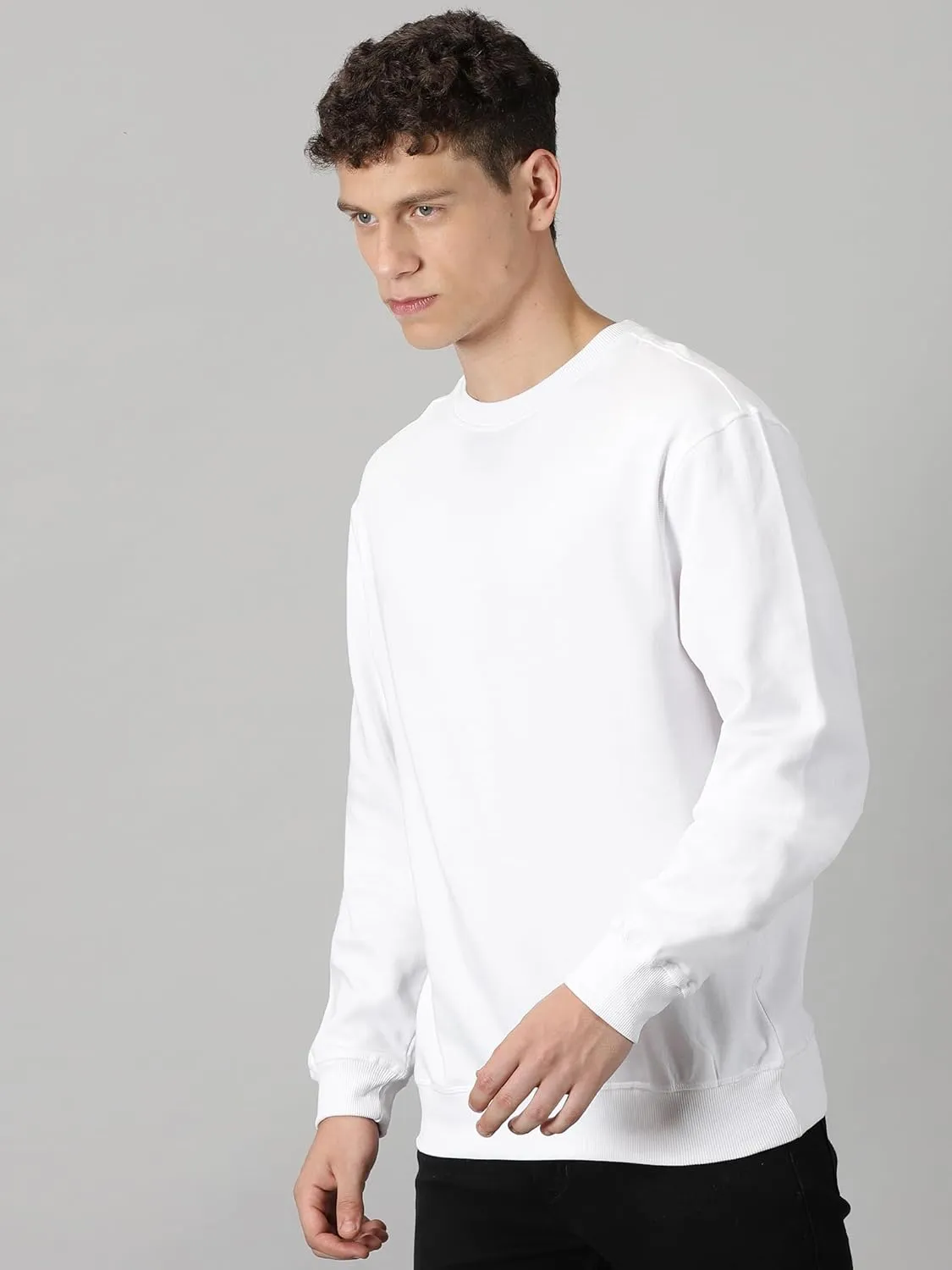 Sweatshirt for Mens 100% Cotton Crewneck Long Sleeve Heavyweight Regular Fit Pullover Warm Plain Top
