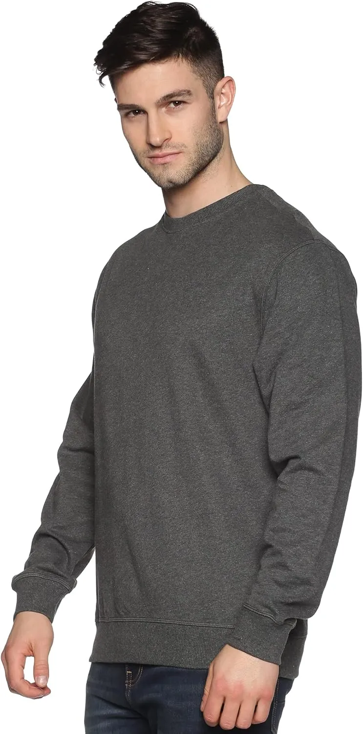 Sweatshirt for Mens 100% Cotton Crewneck Long Sleeve Heavyweight Regular Fit Pullover Warm Plain Top