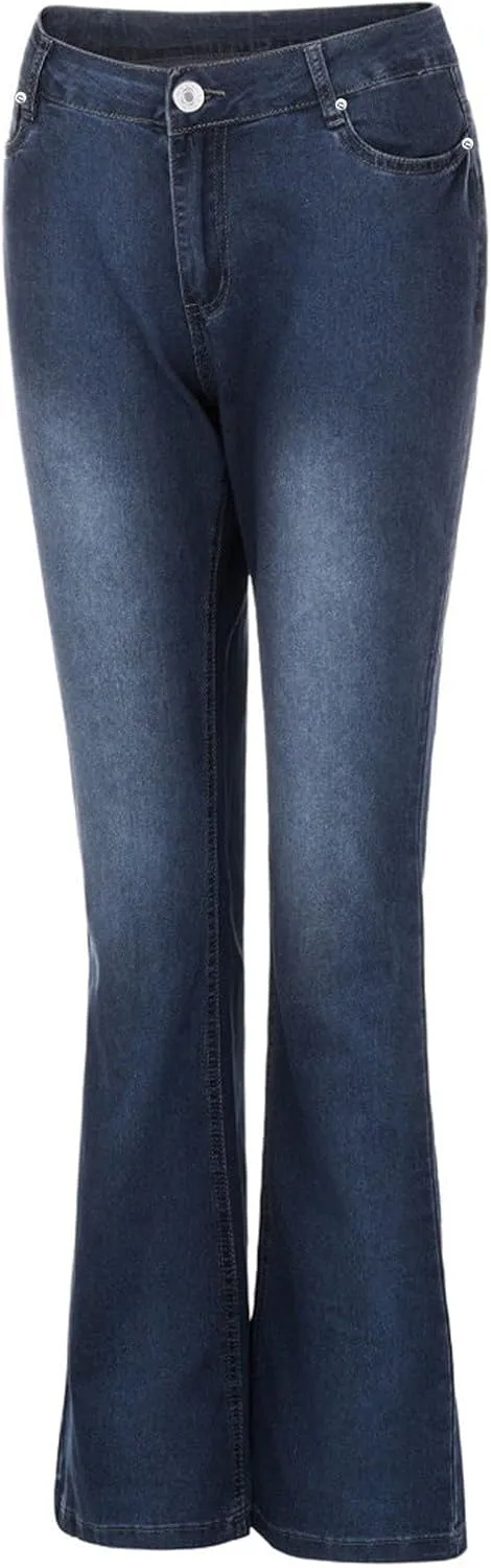 TANGNADE Bell Bottoms Flare Jeans for Women Mid High Waist Wide Leg Low Rise Denim Pants Trendy Trouser Jeans