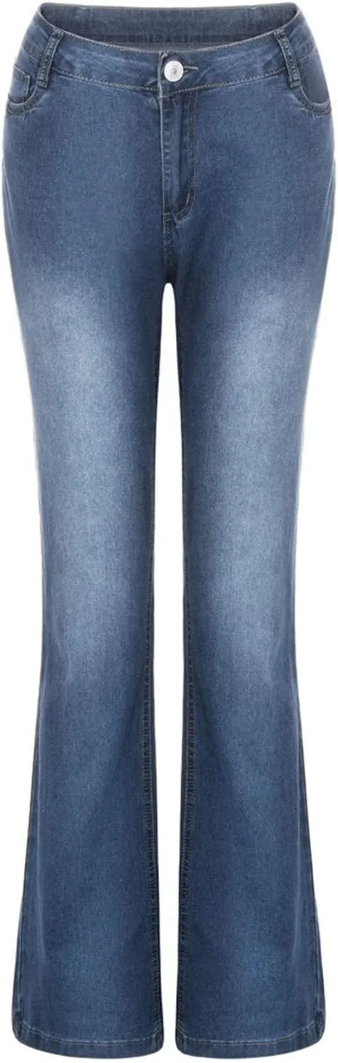 TANGNADE Bell Bottoms Flare Jeans for Women Mid High Waist Wide Leg Low Rise Denim Pants Trendy Trouser Jeans