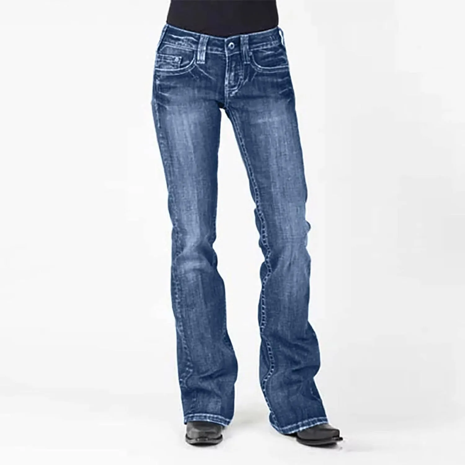 TANGNADE Bell Bottoms Flare Jeans for Women Mid High Waist Wide Leg Low Rise Denim Pants Trendy Trouser Jeans
