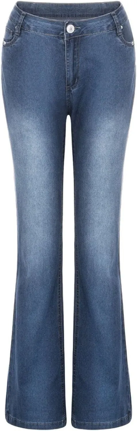 TANGNADE Bell Bottoms Flare Jeans for Women Mid High Waist Wide Leg Low Rise Denim Pants Trendy Trouser Jeans