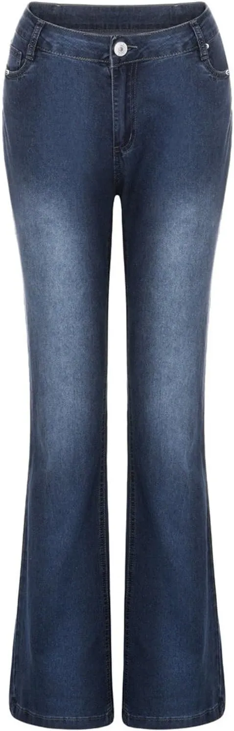 TANGNADE Bell Bottoms Flare Jeans for Women Mid High Waist Wide Leg Low Rise Denim Pants Trendy Trouser Jeans