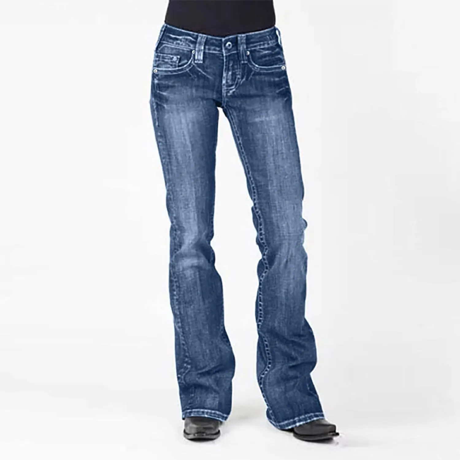 TANGNADE Bell Bottoms Flare Jeans for Women Mid High Waist Wide Leg Low Rise Denim Pants Trendy Trouser Jeans