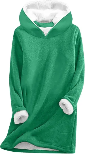 TANGNADE Women Warm Sherpa Hoodie Lined Fleece Long Sleeve Sweatshirt Pullover Casual Thermal Top Winter Clothes