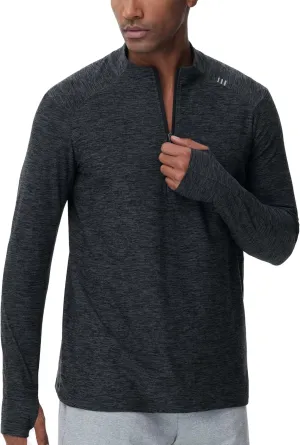 THE GYM PEOPLE Men's Half-Zip Long Sleeve Golf Shirts Soft Lightweight Warm Workout Pullover Sweatshirts with Thumb Hole