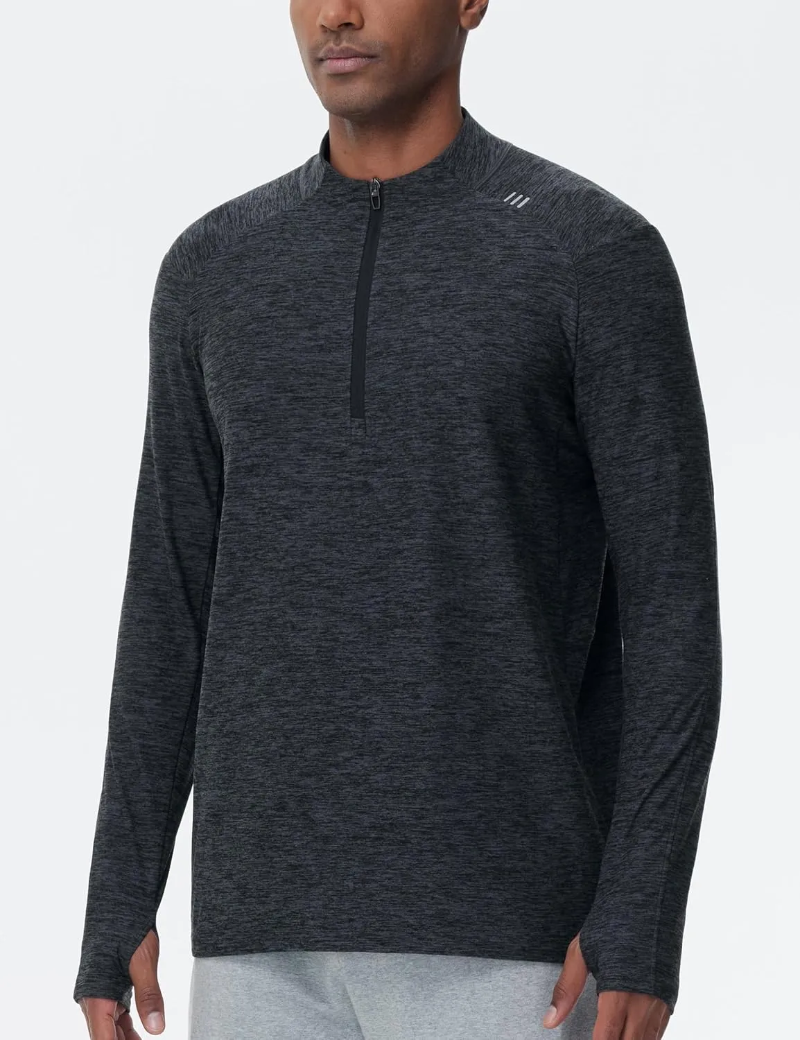 THE GYM PEOPLE Men's Half-Zip Long Sleeve Golf Shirts Soft Lightweight Warm Workout Pullover Sweatshirts with Thumb Hole